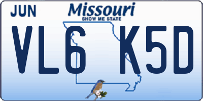MO license plate VL6K5D