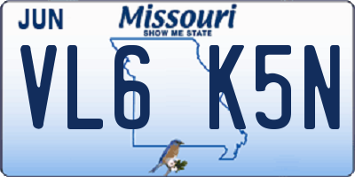 MO license plate VL6K5N
