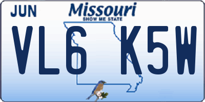 MO license plate VL6K5W