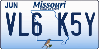 MO license plate VL6K5Y