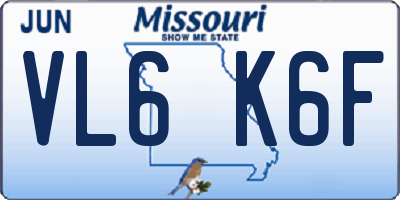 MO license plate VL6K6F