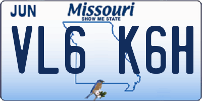 MO license plate VL6K6H