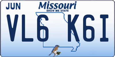MO license plate VL6K6I