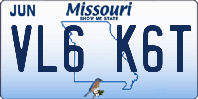 MO license plate VL6K6T