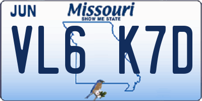 MO license plate VL6K7D