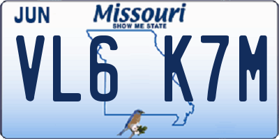 MO license plate VL6K7M