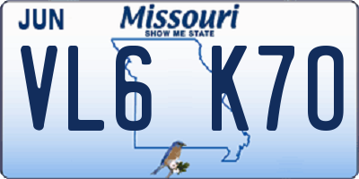 MO license plate VL6K7O