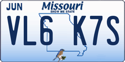 MO license plate VL6K7S