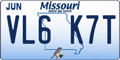 MO license plate VL6K7T