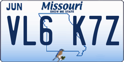 MO license plate VL6K7Z