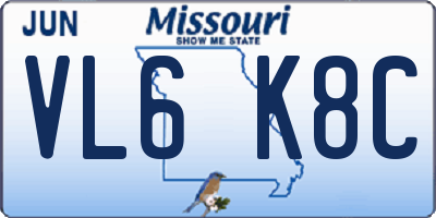 MO license plate VL6K8C