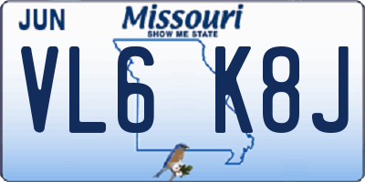 MO license plate VL6K8J