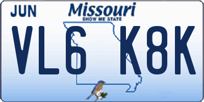 MO license plate VL6K8K