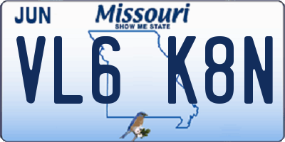 MO license plate VL6K8N