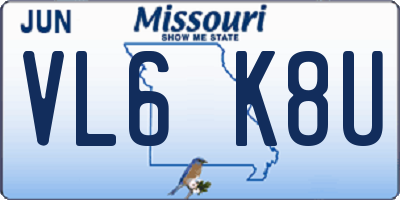 MO license plate VL6K8U