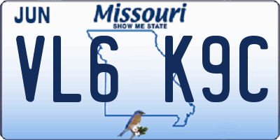 MO license plate VL6K9C