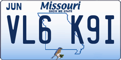 MO license plate VL6K9I