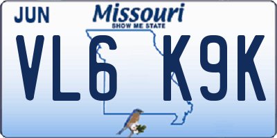 MO license plate VL6K9K