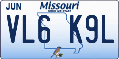 MO license plate VL6K9L
