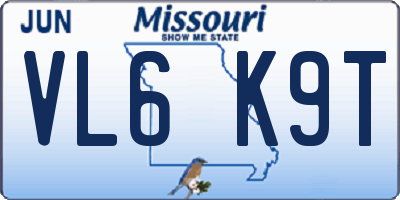 MO license plate VL6K9T