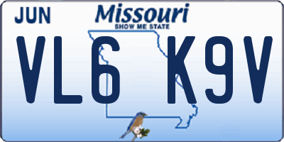 MO license plate VL6K9V
