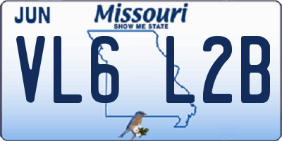 MO license plate VL6L2B