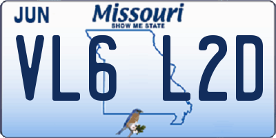 MO license plate VL6L2D