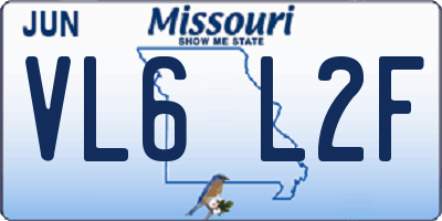 MO license plate VL6L2F