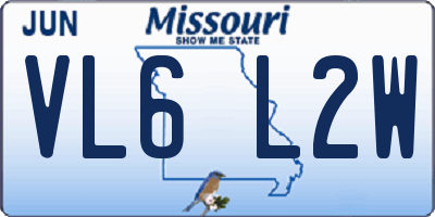 MO license plate VL6L2W
