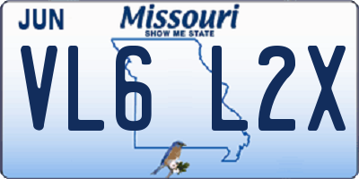 MO license plate VL6L2X