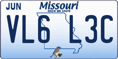 MO license plate VL6L3C