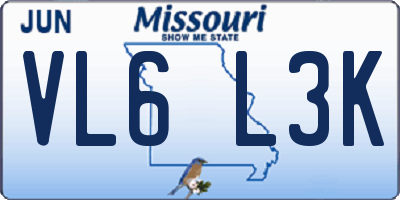 MO license plate VL6L3K