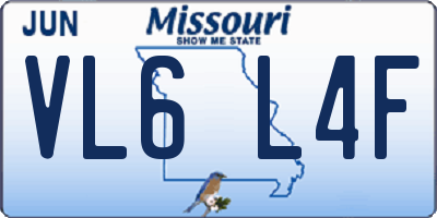 MO license plate VL6L4F