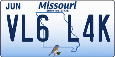 MO license plate VL6L4K