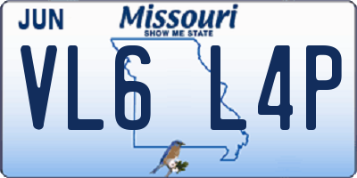 MO license plate VL6L4P