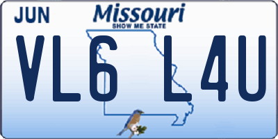 MO license plate VL6L4U