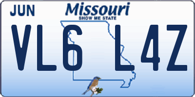 MO license plate VL6L4Z