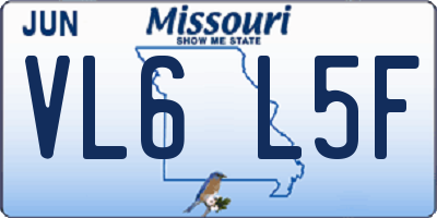 MO license plate VL6L5F