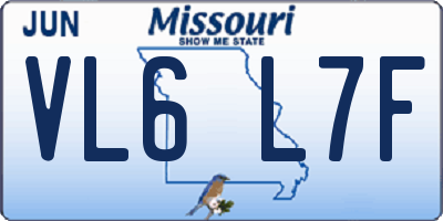 MO license plate VL6L7F