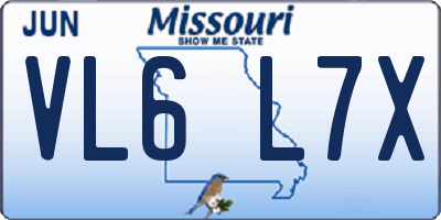 MO license plate VL6L7X