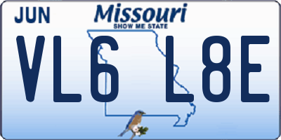 MO license plate VL6L8E