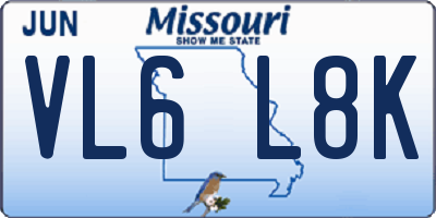 MO license plate VL6L8K