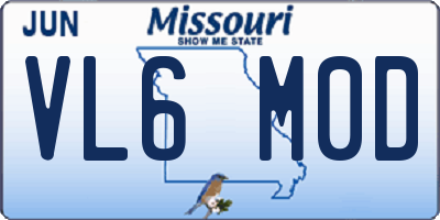 MO license plate VL6M0D