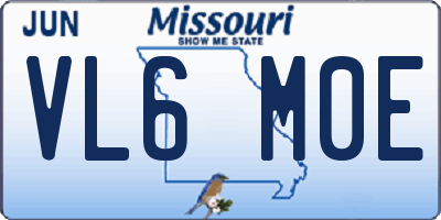 MO license plate VL6M0E