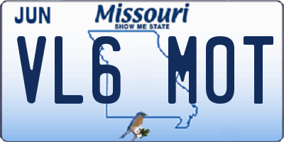 MO license plate VL6M0T