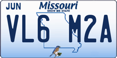 MO license plate VL6M2A