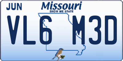 MO license plate VL6M3D