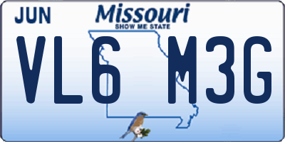 MO license plate VL6M3G