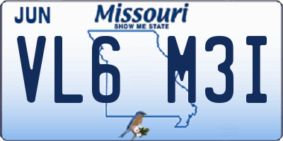 MO license plate VL6M3I