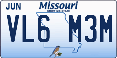 MO license plate VL6M3M
